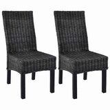 Vidaxl eetkamerstoelen 2 st kubu rattan en mahoniehout zwart