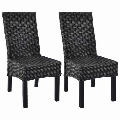 Vidaxl eetkamerstoelen 2 st kubu rattan en mahoniehout zwart