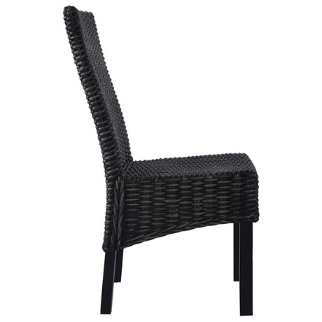 Vidaxl eetkamerstoelen 2 st kubu rattan en mahoniehout zwart