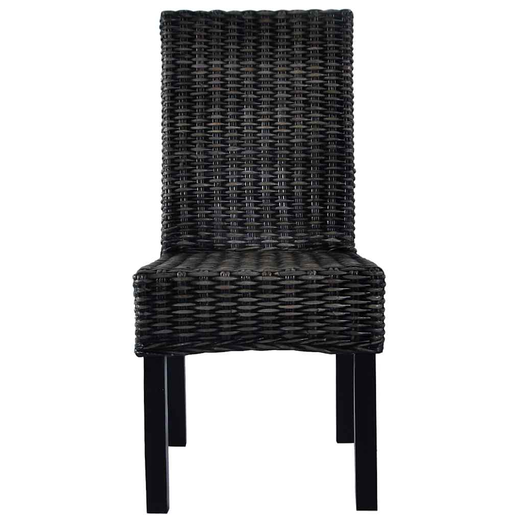 Vidaxl eetkamerstoelen 2 st kubu rattan en mahoniehout zwart