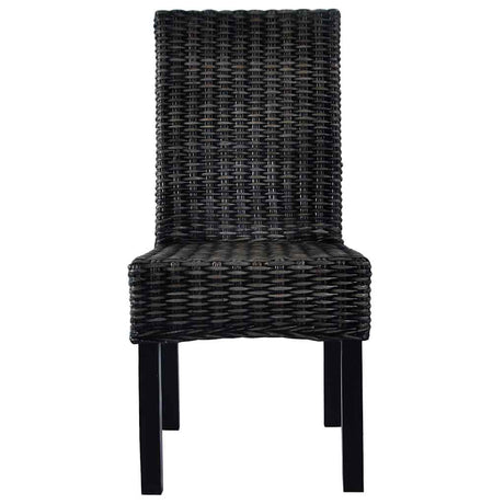 Vidaxl eetkamerstoelen 2 st kubu rattan en mahoniehout zwart
