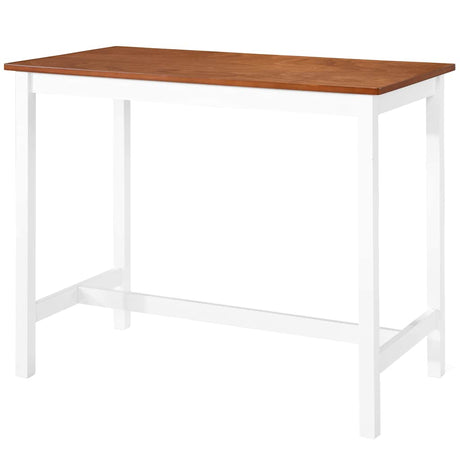 Vidaxl bartafel- en barstoelenset massief hout bruin en wit 3-delig