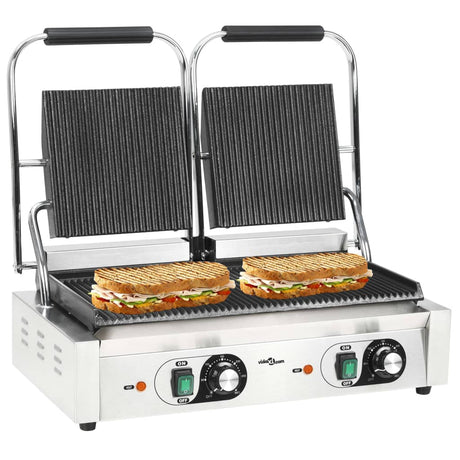 VidaXL Paninigrill doppelt gerillt 3600 B 57x30,5x20 cm