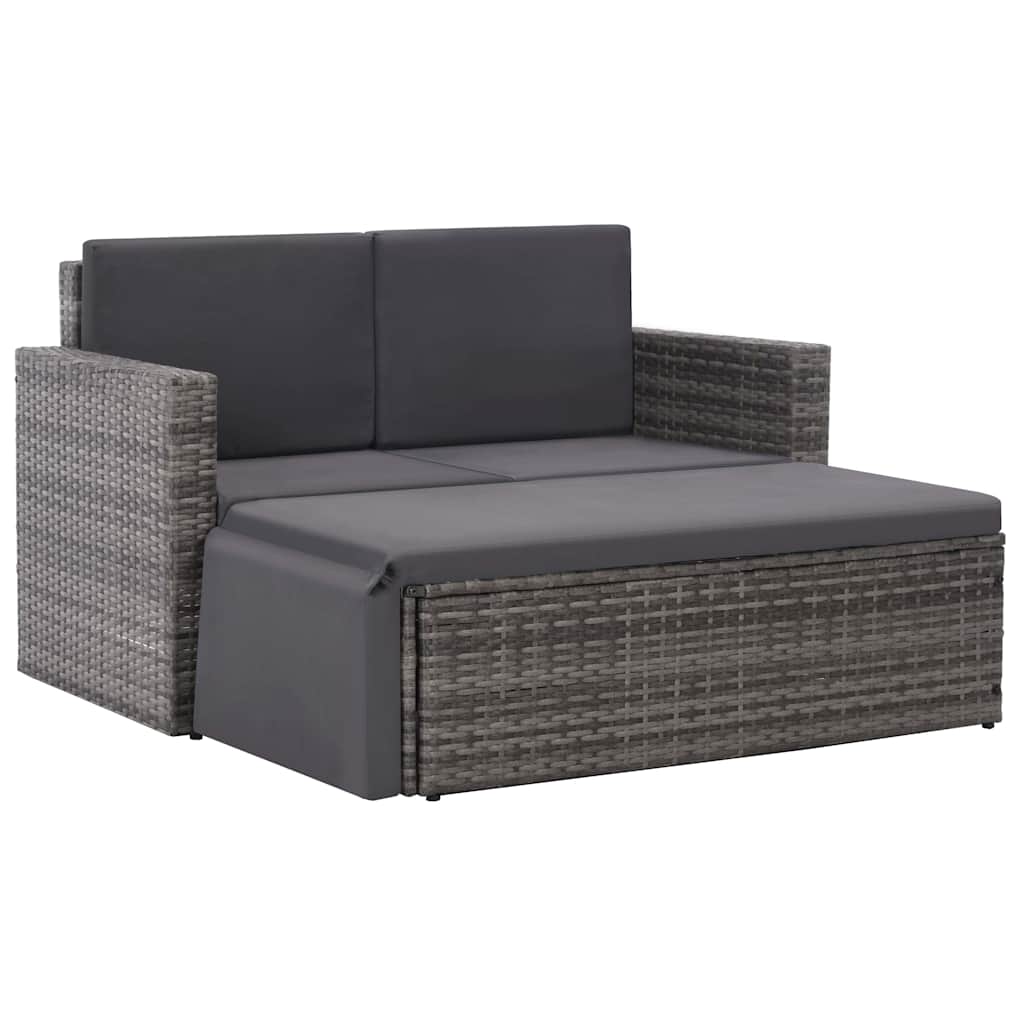 Vidaxl 2-delige loungeset met kussens poly rattan grijs