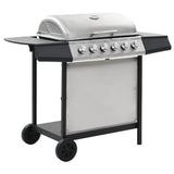 Vidaxl Gasgrill mit 6 Kochzonen Edelstahl Silberfarbe