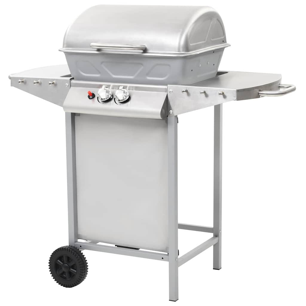 Vidaxl Gasbarbecue und Grill mit 2 Kochzonen Edelstahl Silber