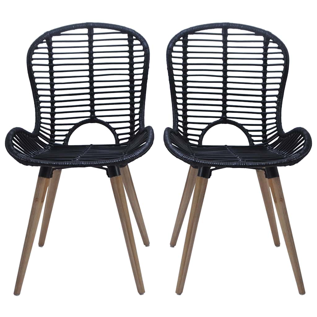 Vidaxl eetkamerstoelen 4 st natuurlijk rattan zwart