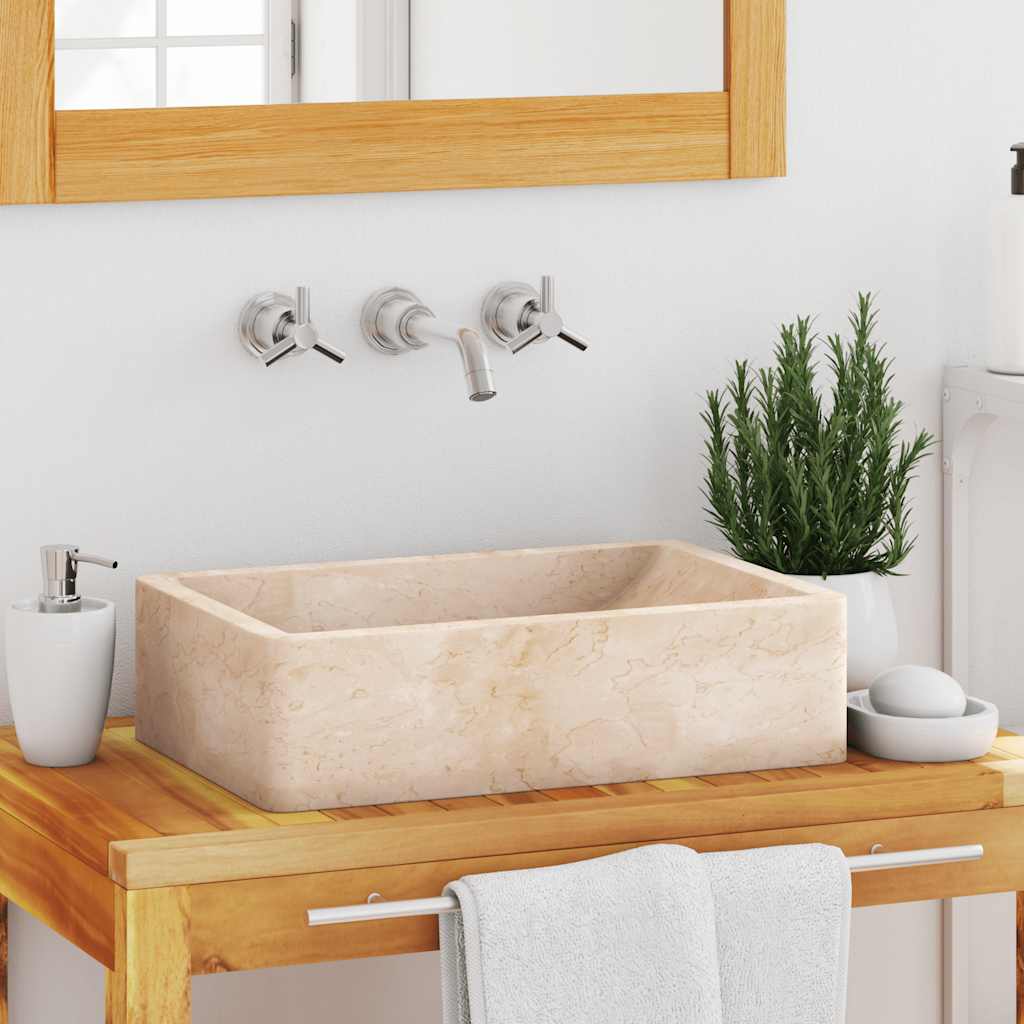Vidaxl Sink 45x30x12 cm Marmor High -Gloss Cream -Colored