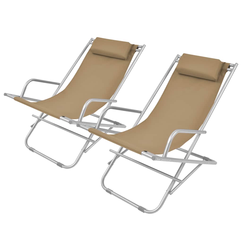 Vidaxl terrasstoelen verstelbaar 2 st staal taupe