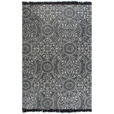 Vidaxl Kelim Teppich mit Muster 120x180 cm Baumwollgrau