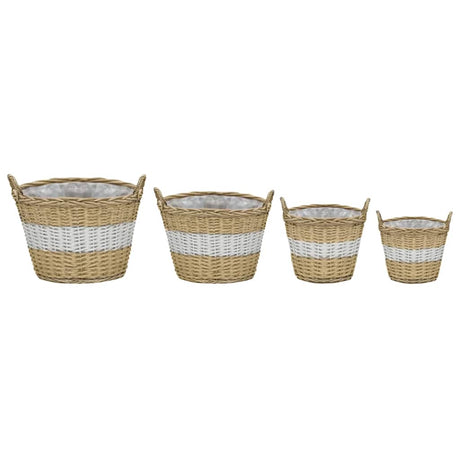 Vidaxl -Pflanzer erhöhten 4 -St. Wicker mit PE -Futter