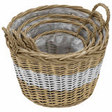 Vidaxl -Pflanzer erhöhten 4 -St. Wicker mit PE -Futter