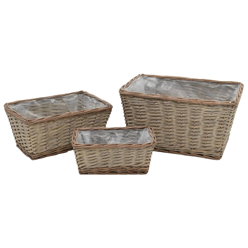 Vidaxl Planters raised 3 st wicker with PE lining