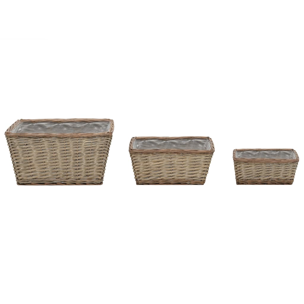 Vidaxl Planters raised 3 st wicker with PE lining