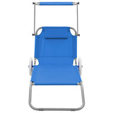 Vidaxl ligbed met luifel en wieltjes inklapbaar staal blauw
