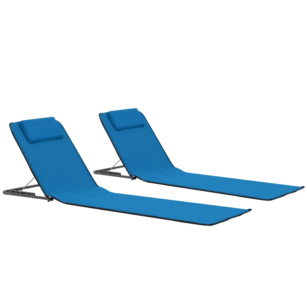 Vidaxl strandmatten inklapbaar 2 st staal en stof blauw