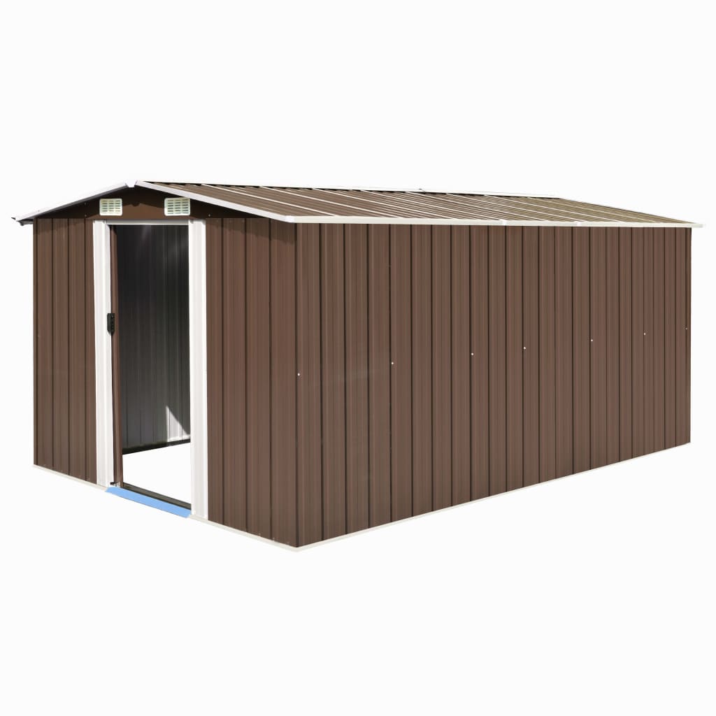 Vidaxl Garden Shed 257x392x181 cm kovinska rjava