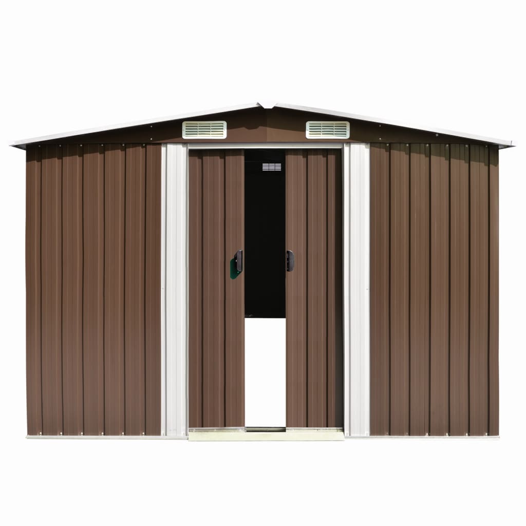 Vidaxl Garden Shed 257x392x181 cm kovinska rjava