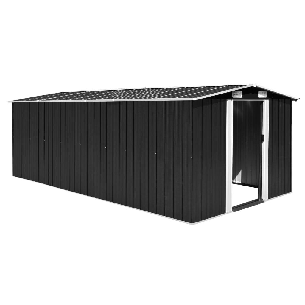 Vidaxl Garden Shed 257x489x181 cm Metall Anthrazit -gelöscht