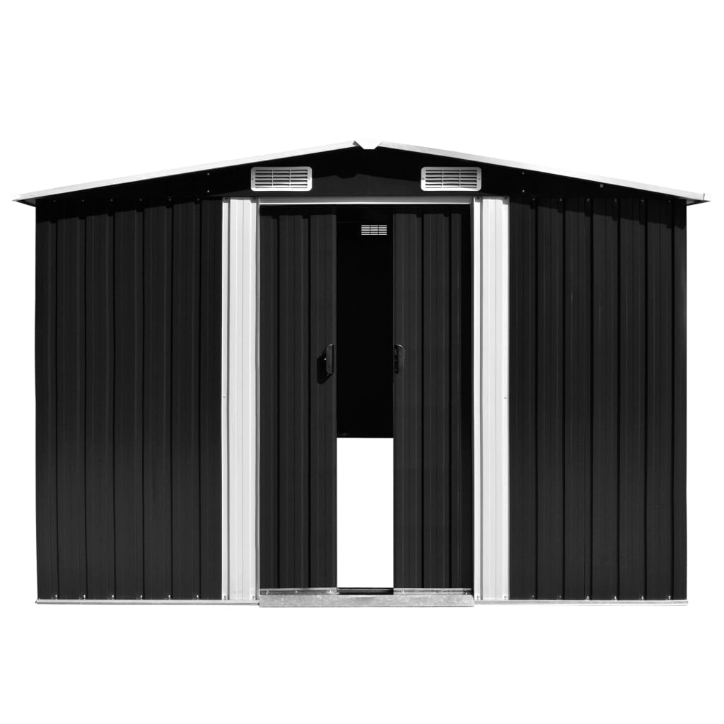 Vidaxl Garden Shed 257x489x181 cm Metall Anthrazit -gelöscht