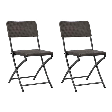 Vidaxl tuinstoelen inklapbaar 2 st hdpe en staal bruin
