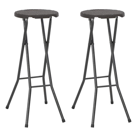 Vidaxl barkrukken inklapbaar 2 st rattan look hdpe en staal bruin