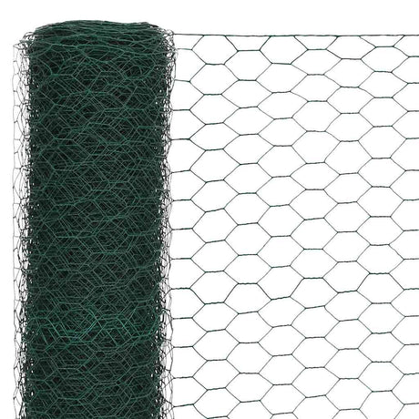 Vidaxl kippengaas 25x1,5 m staal met pvc coating groen
