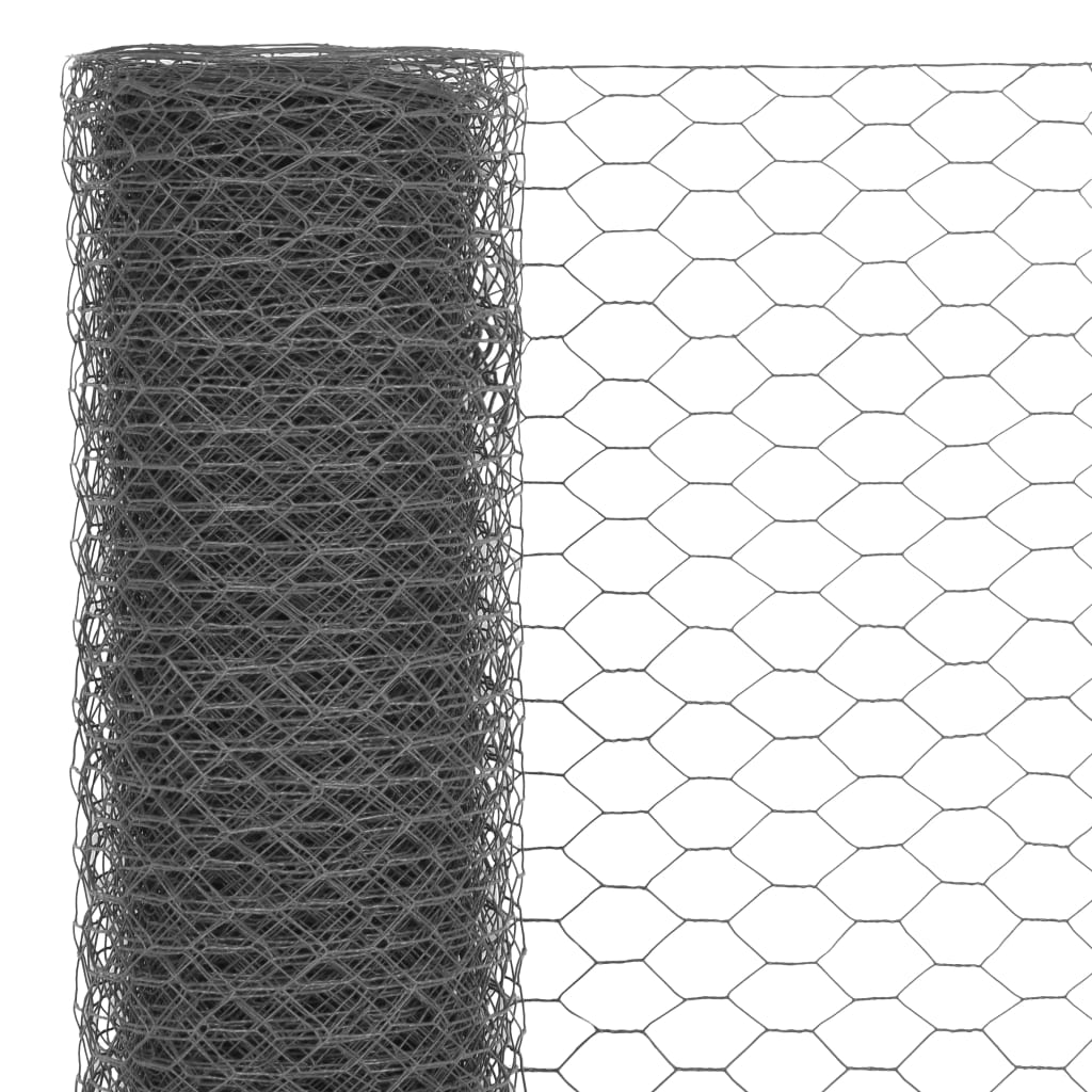 Vidaxl chicken wire 25x0.75 m steel with PVC coating gray