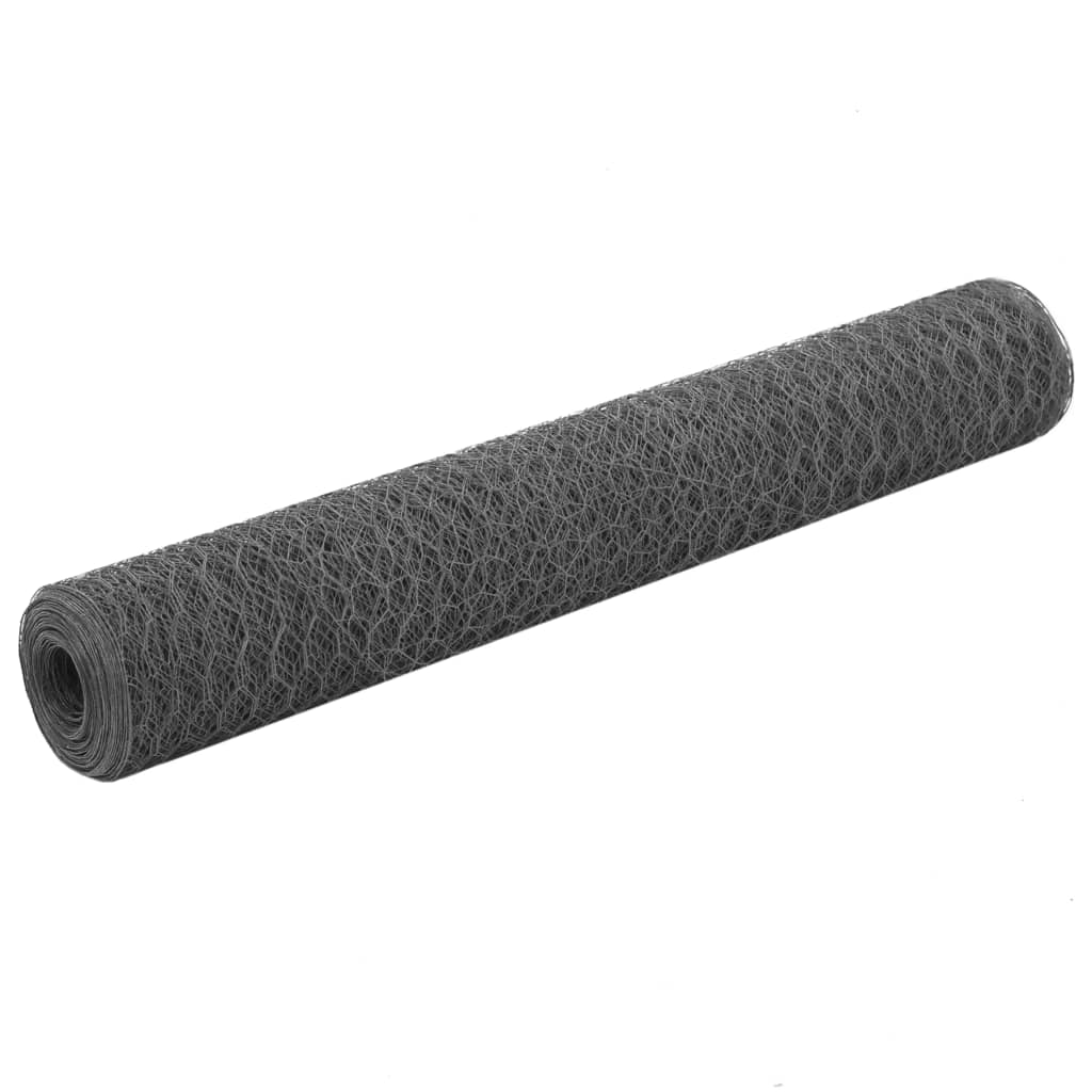 VidaXL Hühnerdraht 25x1 m Stahl mit PVC-Beschichtung grau