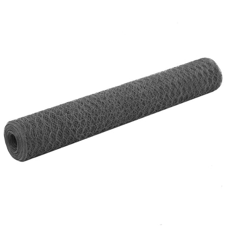 VidaXL Hühnerdraht 25x1 m Stahl mit PVC-Beschichtung grau