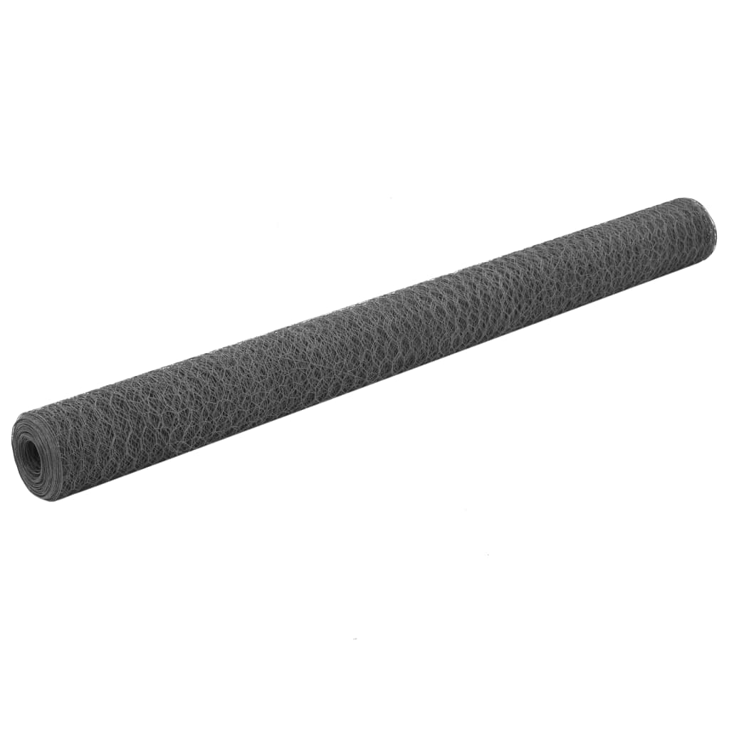 Vidaxx Hühnerdraht 25x1,5 m Stahl mit PVC-Beschichtung grau