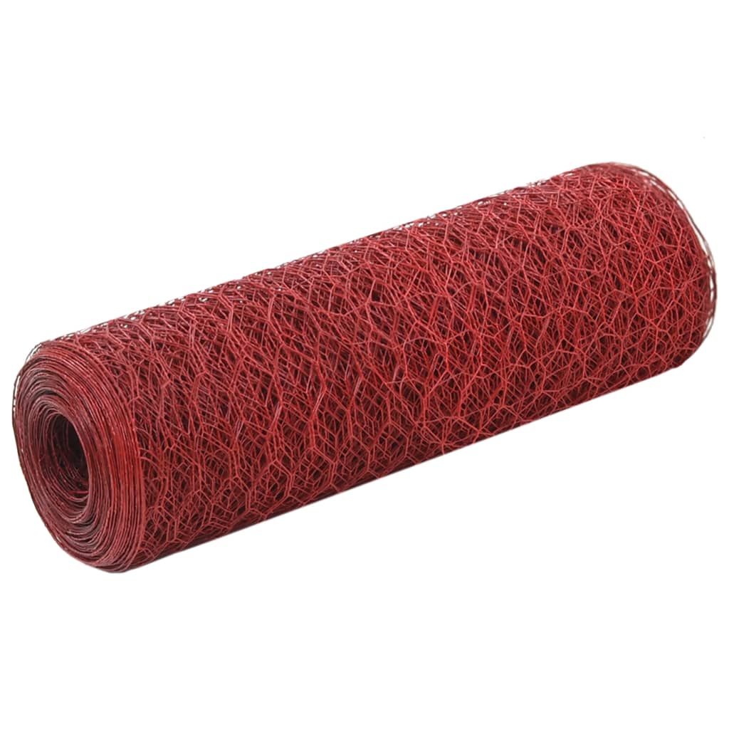 Vidaxl chicken wire 25x0.5 m steel with PVC coating red