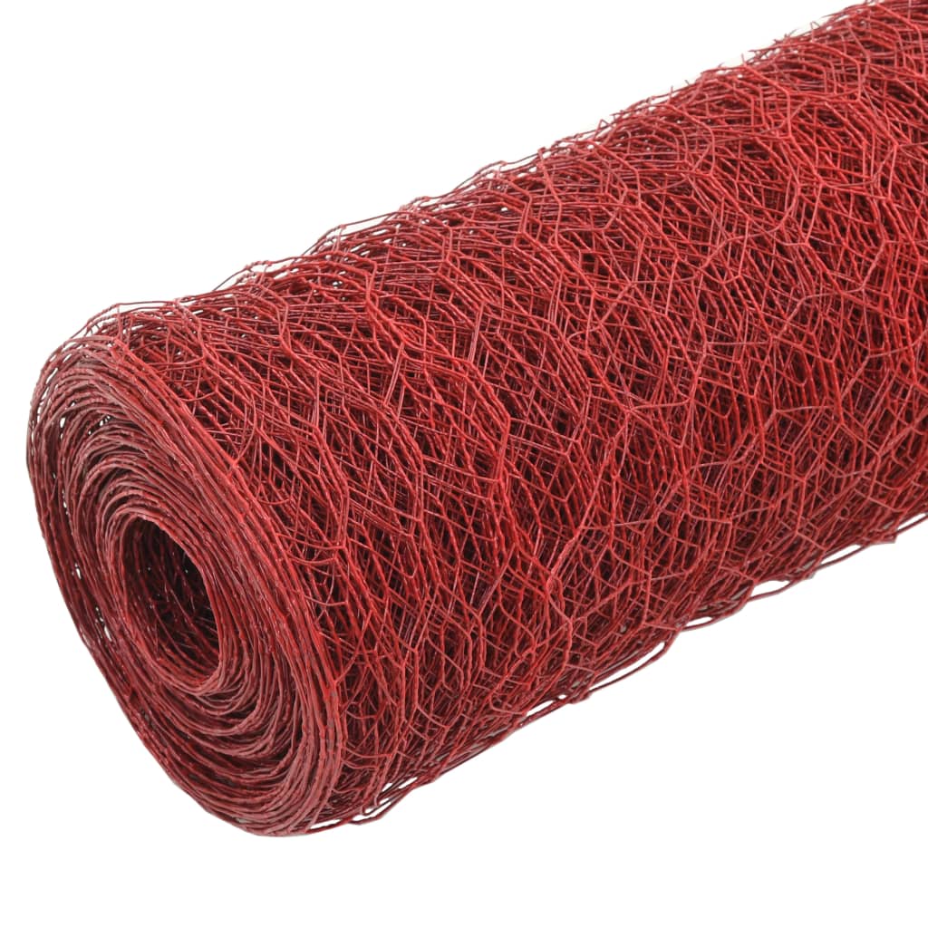 Vidaxl chicken wire 25x0.5 m steel with PVC coating red