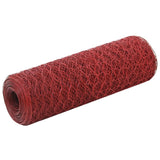 Vidaxl chicken wire 25x0.5 m steel with PVC coating red