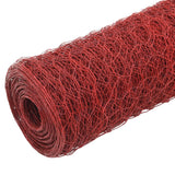 Vidaxl -Hühnerdraht 25x0,5 m Stahl mit PVC -Beschichtung rot