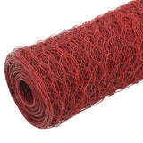 Vidaxl chicken wire 25x0.5 m steel with PVC coating red