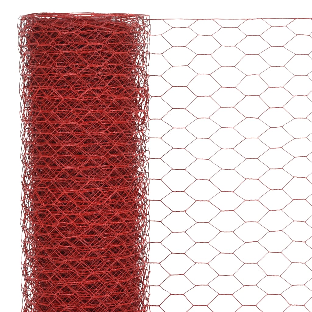 Vidaxl chicken wire 25x0.75 m steel with PVC coating red