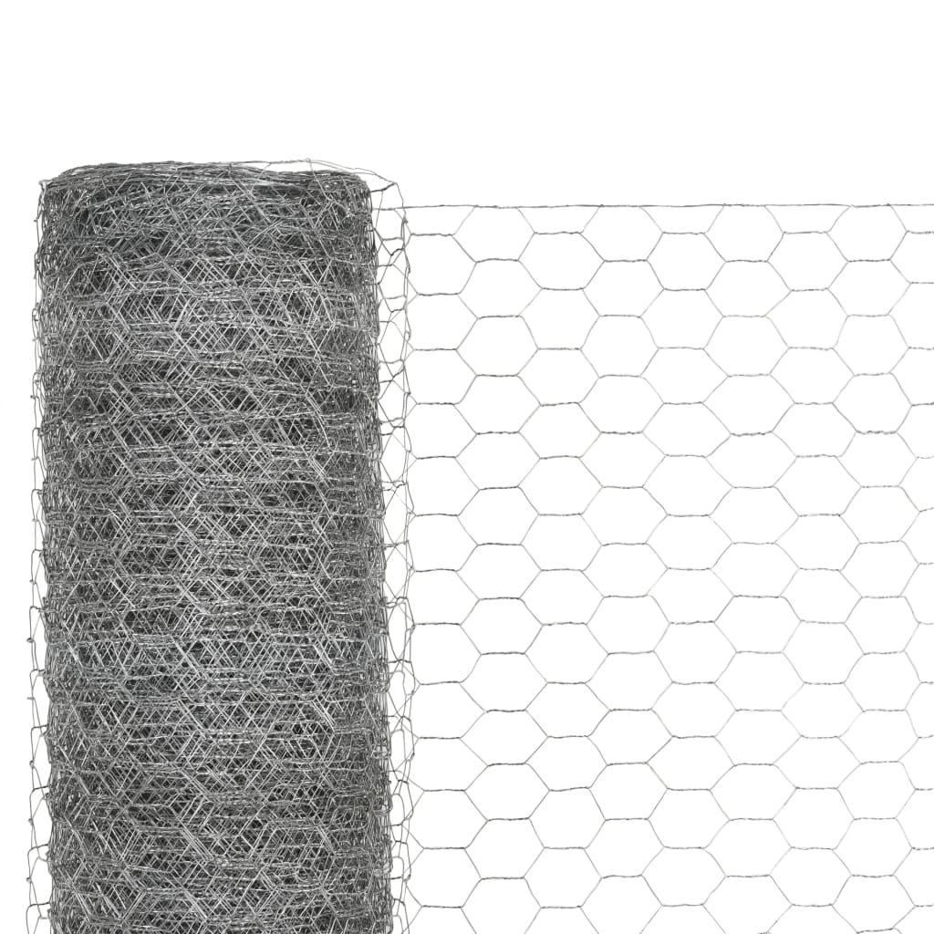 Vidaxl -Hühnerdraht 25x1,2 m verzinkter Stahl silberfarben