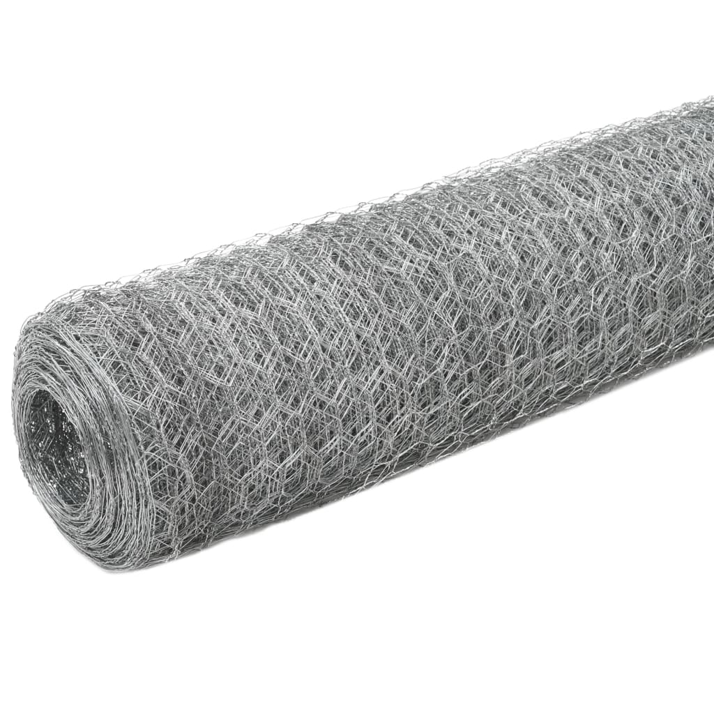 Vidaxl chicken wire 25x1.5 m galvanized steel silver colored