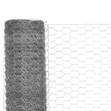 Vidaxl chicken wire 25x1.2 m galvanized steel silver colored