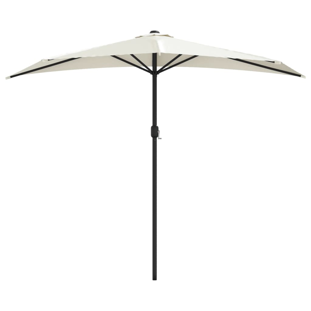 Vidaxl balkon parasol połowa z aluminiowym biegunem 270x144 cm -coloed piasku