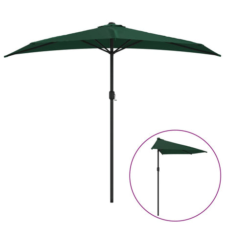 Vidaxl Balkon Parasol halb mit Aluminiumpol 270x144 cm Grün