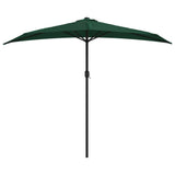 Vidaxl Balkon Parasol halb mit Aluminiumpol 270x144 cm Grün