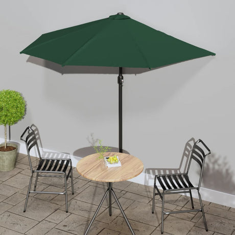 Vidaxl Balkon Parasol halb mit Aluminiumpol 270x144 cm Grün