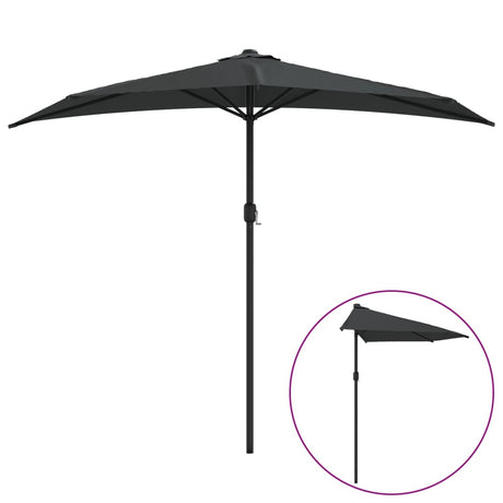 Vidaxl Balkon Parasol halbe mit Aluminiumpol 270x144 cm Anthrazit