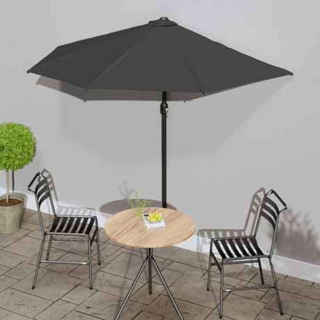Vidaxl Balkon Parasol halbe mit Aluminiumpol 270x144 cm Anthrazit