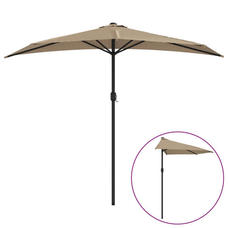 Vidaxl Balkon Parasol halb mit Aluminiumpol 270x144 cm Taupe