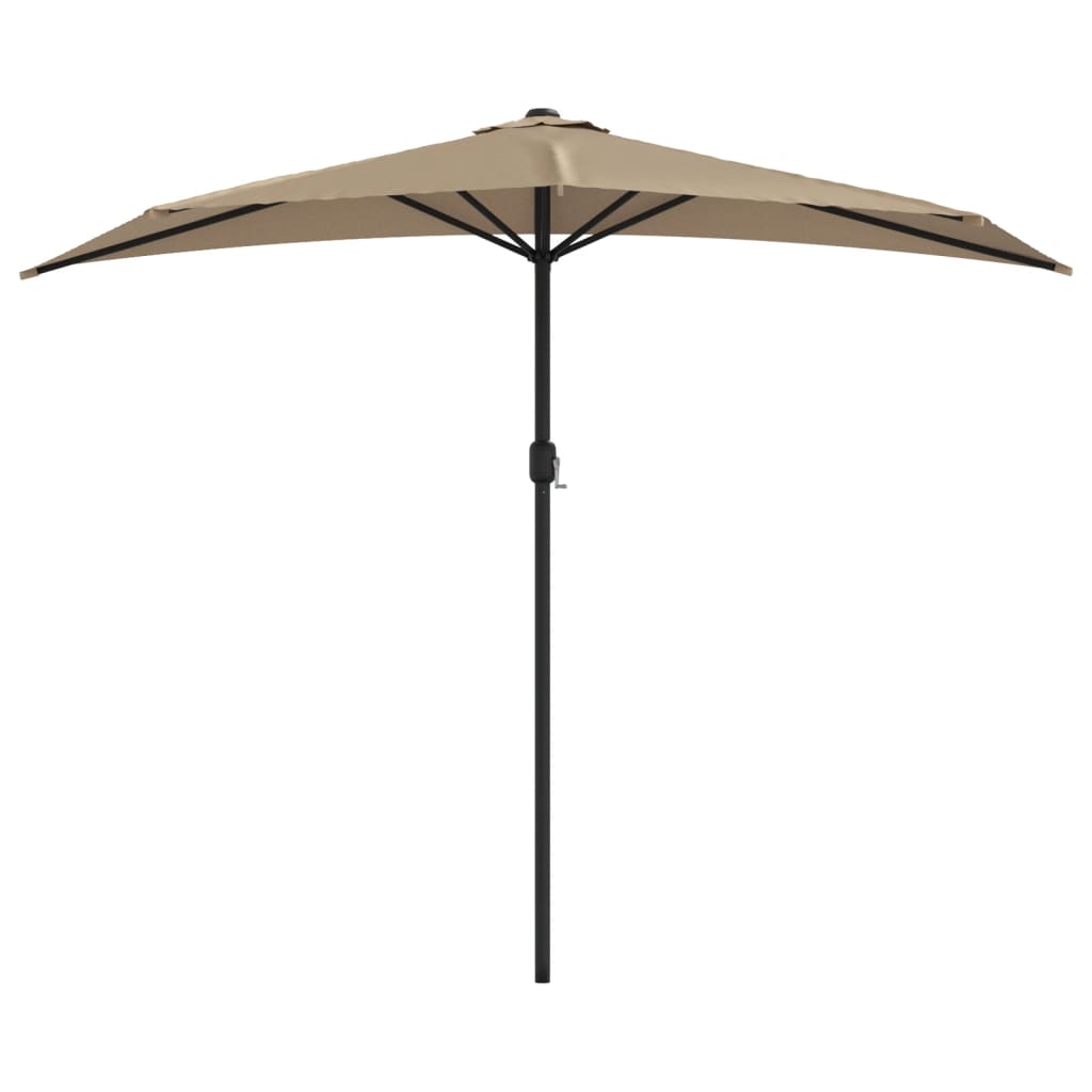 Vidaxl balcon parasol moitié avec poteau en aluminium 270x144 cm taupe