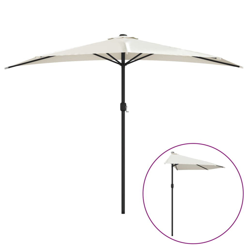 Vidaxl Balkon Parasol halb mit Aluminiumpol 300x155 cm sandgeläutet