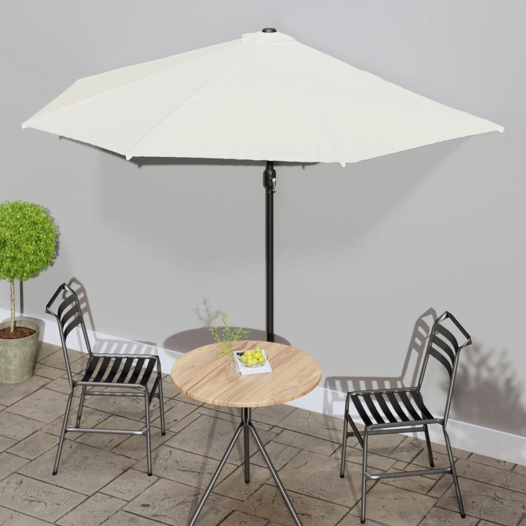 Vidaxl Balkon Parasol halb mit Aluminiumpol 300x155 cm sandgeläutet